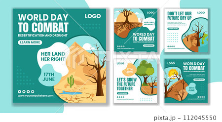 Combat Desertification and Drought Social Media Post Flat Cartoon Hand Drawn Templates Background Illustration 112045550