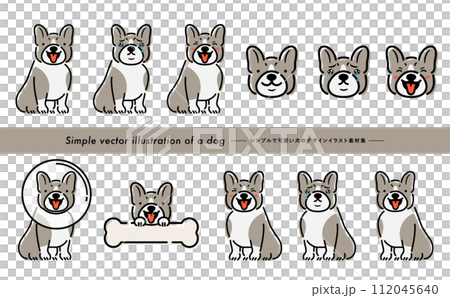 可愛的法國鬥牛犬/寵物插圖集,具有手寫的感覺,可以用作插圖或圖標。 可愛的法國鬥牛犬/寵物插圖集,具有手寫的感覺,可以用作插圖或圖標。 112045640