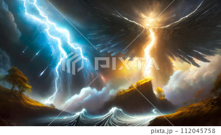 神秘的な雷光、天誅を下す雷光 神秘的な雷光、天誅を下す雷光 112045758