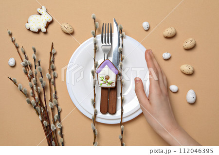 Spring holiday - Easter, concept of Easter with willow Spring holiday - Easter, concept of Easter with willow 112046395