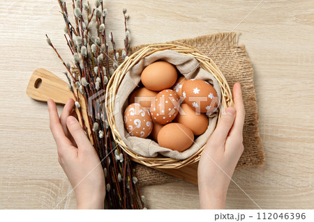 Spring holiday - Easter, concept of Easter with willow Spring holiday - Easter, concept of Easter with willow 112046396