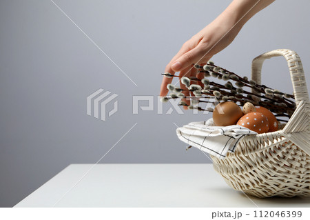 Spring holiday - Easter, concept of Easter with willow Spring holiday - Easter, concept of Easter with willow 112046399