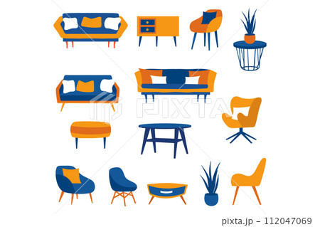 furniture collection flat style on background 112047069