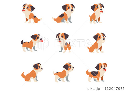 beagle dog collection flat style on background beagle dog collection flat style on background 112047075