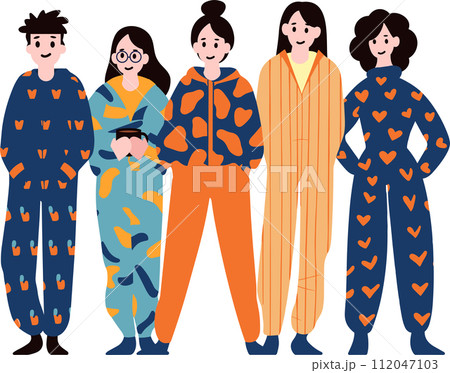 people wearing pajamas flat style isolated on background 112047103