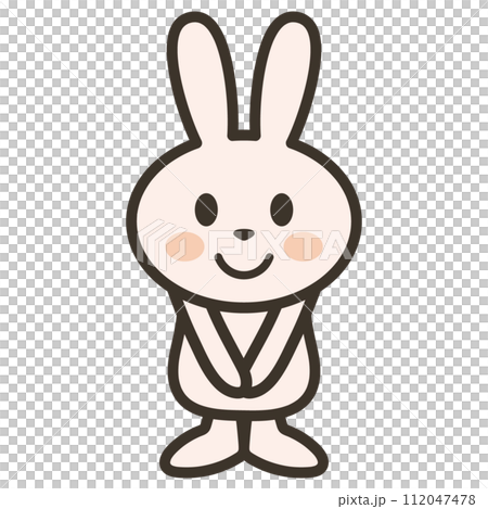 Illustration of a rabbit standing with his hands folded in front of him Illustration of a rabbit standing with his hands folded in front of him 112047478