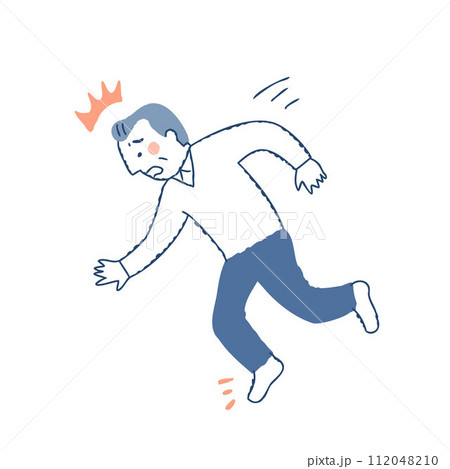 つまずいて転びそうになっているシニア男性 つまずいて転びそうになっているシニア男性 112048210