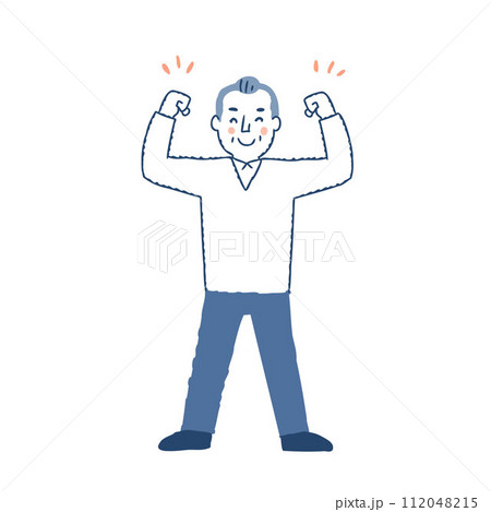 元気なポーズのシニア男性 112048215