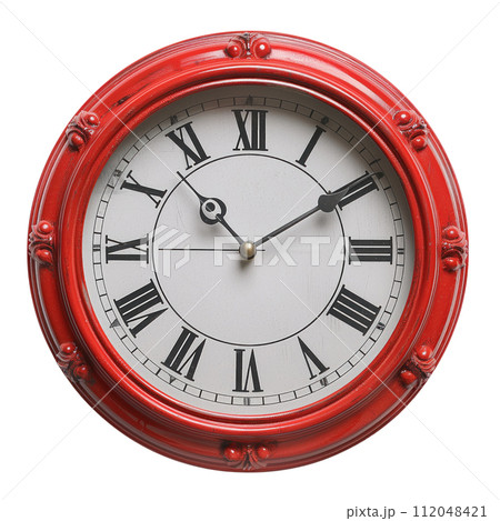 red wall clock isolated 112048421