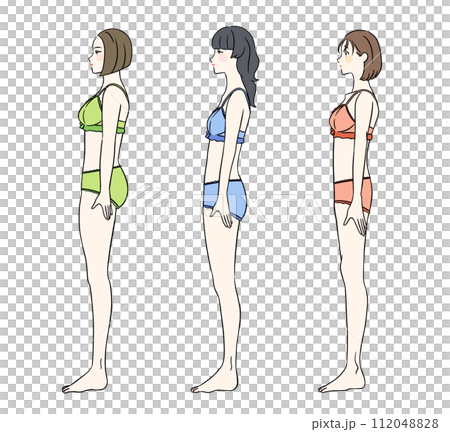 横から見た骨格別の女性 下着ver 横から見た骨格別の女性 下着ver 112048828