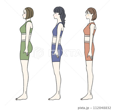 横から見た骨格別の女性 スポーツウェアver 横から見た骨格別の女性 スポーツウェアver 112048832
