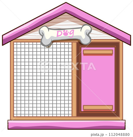 Colorful Cartoon Dog House Illustration 112048880