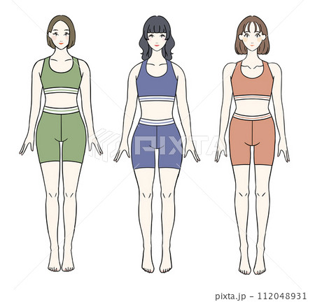 正面から見た骨格別の女性　スポーツウェアver 112048931
