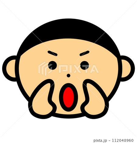 おーいと叫ぶ男の子の顔のイラスト 112048960