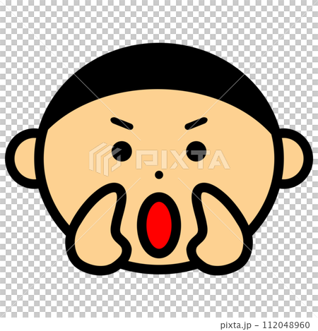 おーいと叫ぶ男の子の顔のイラスト 112048960