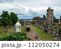 View on old church and grave yard in Stirling, Scotland, Great Britain under the dark sky. 112050274