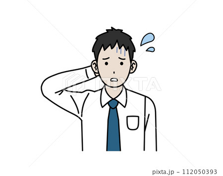 心配して困る若い会社員の男性のイラスト 112050393