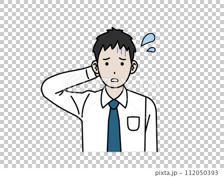 心配して困る若い会社員の男性のイラスト 112050393