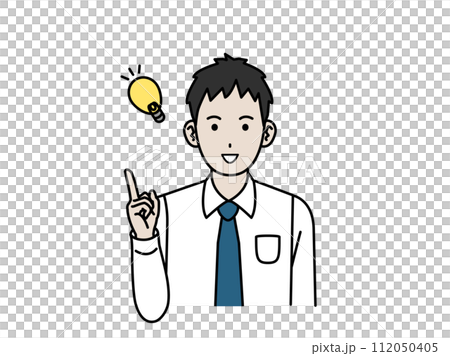 アイデアを閃く若い会社員の男性のイラスト 112050405