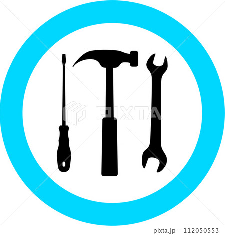 Screwdriver, Hammer and Wrench Icon in Flat Style. Vector Illustration. 112050553