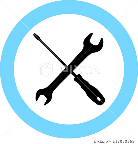 Screwdriver and Wrench Icon in Flat Style. Vector Illustration. Screwdriver and Wrench Icon in Flat Style. Vector Illustration. 112050565