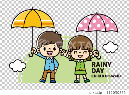 打著彩色雨傘的孩子們的插圖 112050833