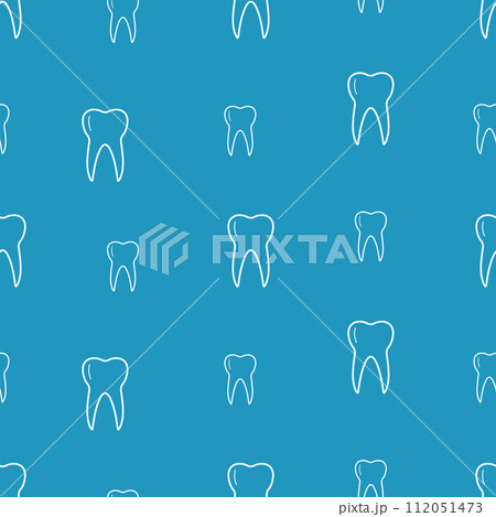 Seamless Pattern Dentistry set icons. Vector illustration of elements for the treatment and care of teeth. Background wallpaper. 112051473
