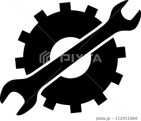 Gear and Wrench Icon in Flat Style. Vector Illustration. 112051860