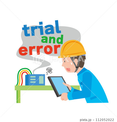 トライアンドエラーを繰り返し仕事をする男性作業員 112052022