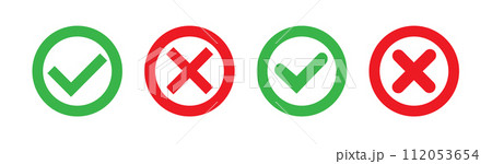 Checkmark cross on white background. Isolated vector sign symbol. Vector Checkmark cross on white background. Isolated vector sign symbol. Vector 112053654