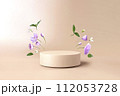 Round podium with cherry blossom jasmine flowers 112053728