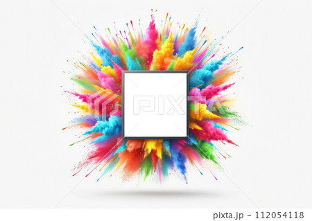 Vibrant color explosion with centered frame 112054118