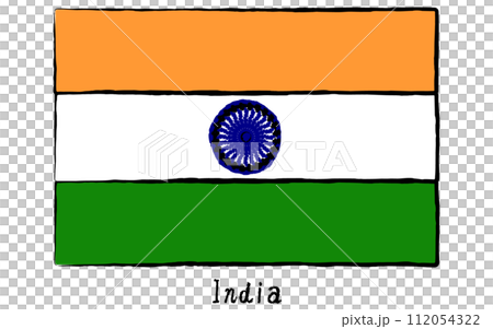 世界、印度的模擬手繪風格旗幟 112054322
