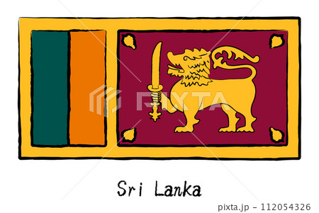 アナログ手描き風　世界の国旗、スリランカ 112054326