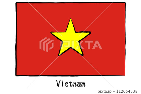 アナログ手描き風 世界の国旗、ベトナム アナログ手描き風 世界の国旗、ベトナム 112054338