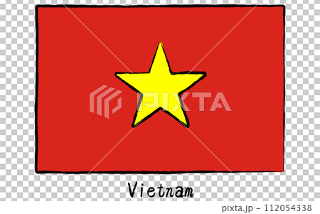アナログ手描き風 世界の国旗、ベトナム アナログ手描き風 世界の国旗、ベトナム 112054338