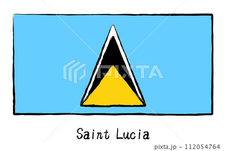 アナログ手描き風　世界の国旗、セントルシア 112054764