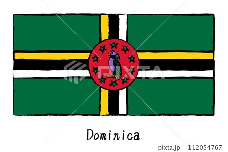 アナログ手描き風　世界の国旗、ドミニカ国 112054767