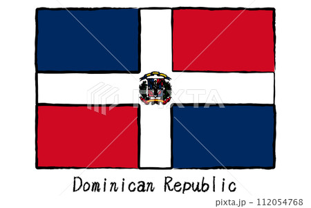 アナログ手描き風　世界の国旗、ドミニカ共和国 112054768
