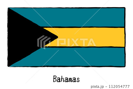アナログ手描き風　世界の国旗、バハマ 112054777