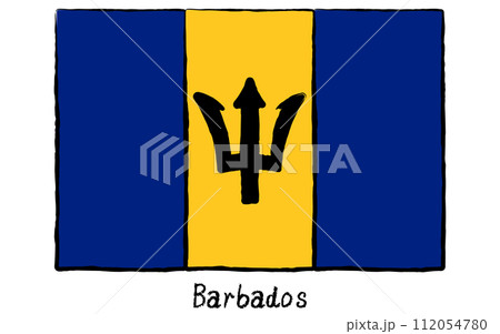アナログ手描き風　世界の国旗、バルバドス 112054780