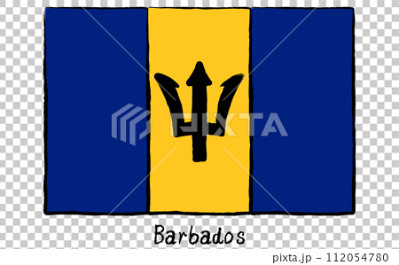 アナログ手描き風　世界の国旗、バルバドス 112054780