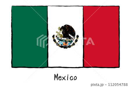 アナログ手描き風 世界の国旗、メキシコ アナログ手描き風 世界の国旗、メキシコ 112054788