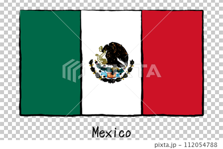 アナログ手描き風 世界の国旗、メキシコ アナログ手描き風 世界の国旗、メキシコ 112054788