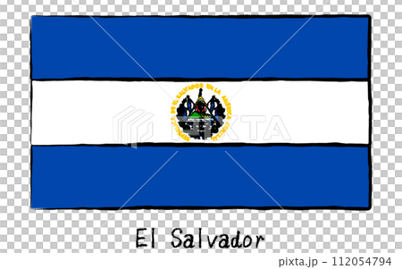 Analog hand-drawn style flags of the world, El Salvador 112054794