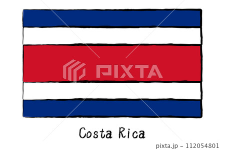 アナログ手描き風　世界の国旗、コスタリカ 112054801