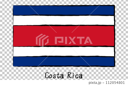 アナログ手描き風　世界の国旗、コスタリカ 112054801