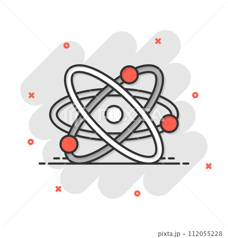 Dna molecule icon in comic style. Atom cartoon vector illustration on white isolated background. Molecular spiral splash effect sign business concept. 112055228