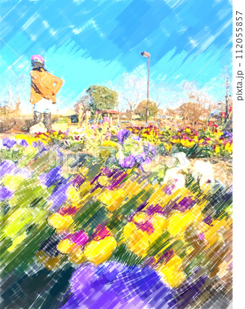 花畑の春の風景 112055857