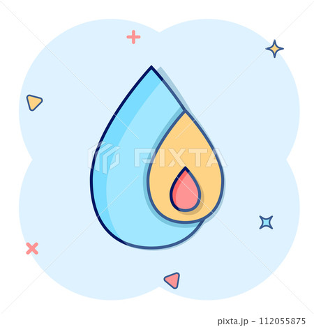 Water drop icon in comic style. Blob cartoon vector illustration on white isolated background. Raindrop splash effect sign business concept. 112055875